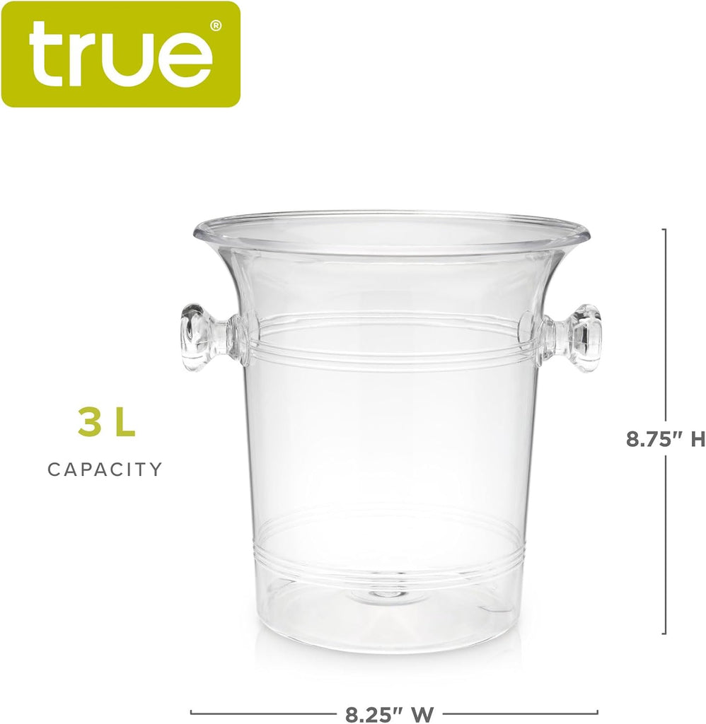 Clear Acrylic Ice Bucket with Handles, 3-Liter Capacity, Durable Wine and Champagne Bucket, Perfect Ice Buckets