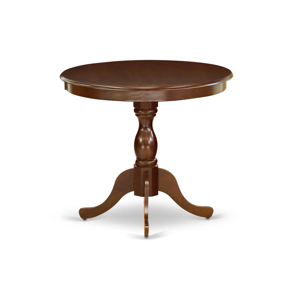 West Furniture AMT-MAH-TP Antique Dining Room Table - a Round Kitchen Table Top with Pedestal Base, 36x36 Inch