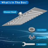 Rain Shower Head - High Flow Large Rainfall Shower Heads Made of Stainless Steel