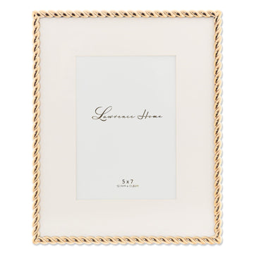 Metal Frame, Rope Design, Gold, 8x10 (5x7 mat)