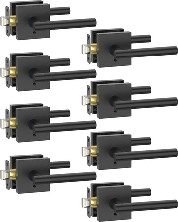 8 Pack Black Privacy Door Handles, Door Lever with Door Knobs Indoor or Bathroom