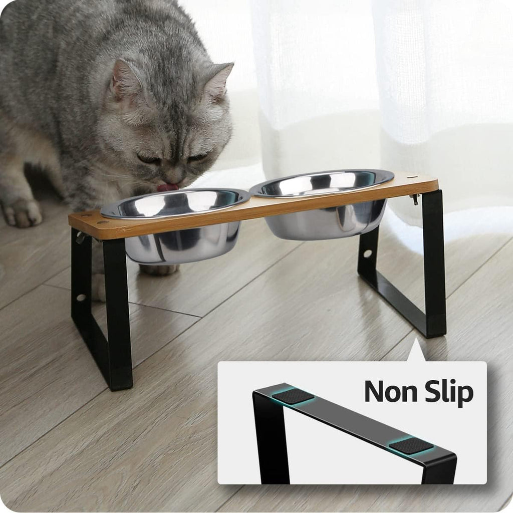 Elevated Cat Bowls Height Adjustable with Stand (Stainless Steel)
