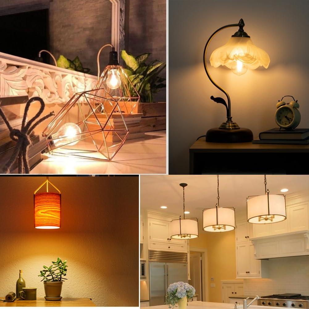 A19 Dimmable LED Edison Bulbs, 6W (60W Eq), E26, 2200K Amber, 2Pack