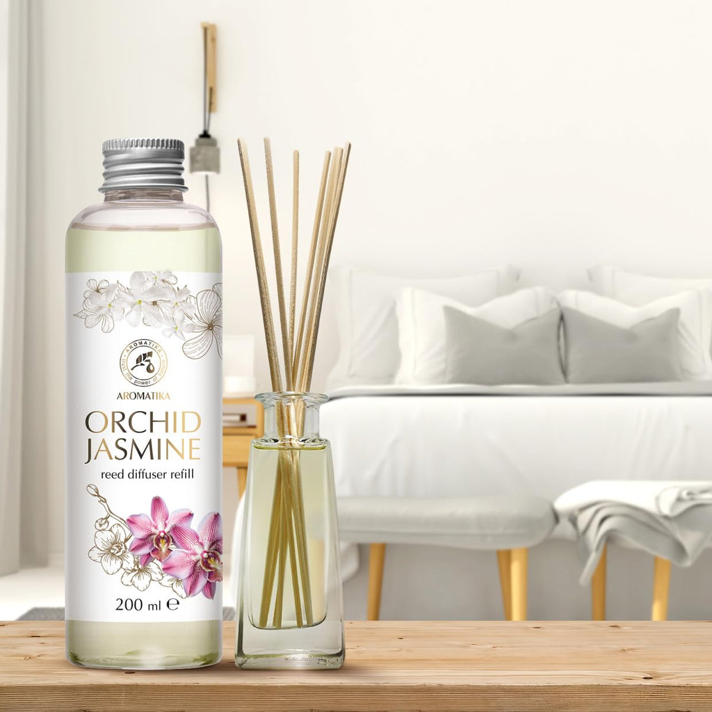 Reed Diffuser Refill Orchid-Jasmine 6.8 Fl Oz - Scented Diffuser Refill - Long Lasting Home Fragrance - Room Diffuser