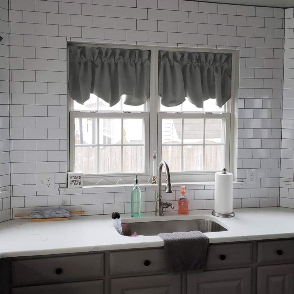 2 Pieces Valances for Window Blackout Valance Curtains Primitive Scalloped Kitchen Valances Rod Pocket Window Valance