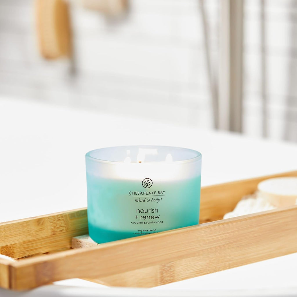 Mind & Body 3-Wick Coffee Table Jar Candle Nourish + Renew (Coconut & Sandalwood) - Set of 11