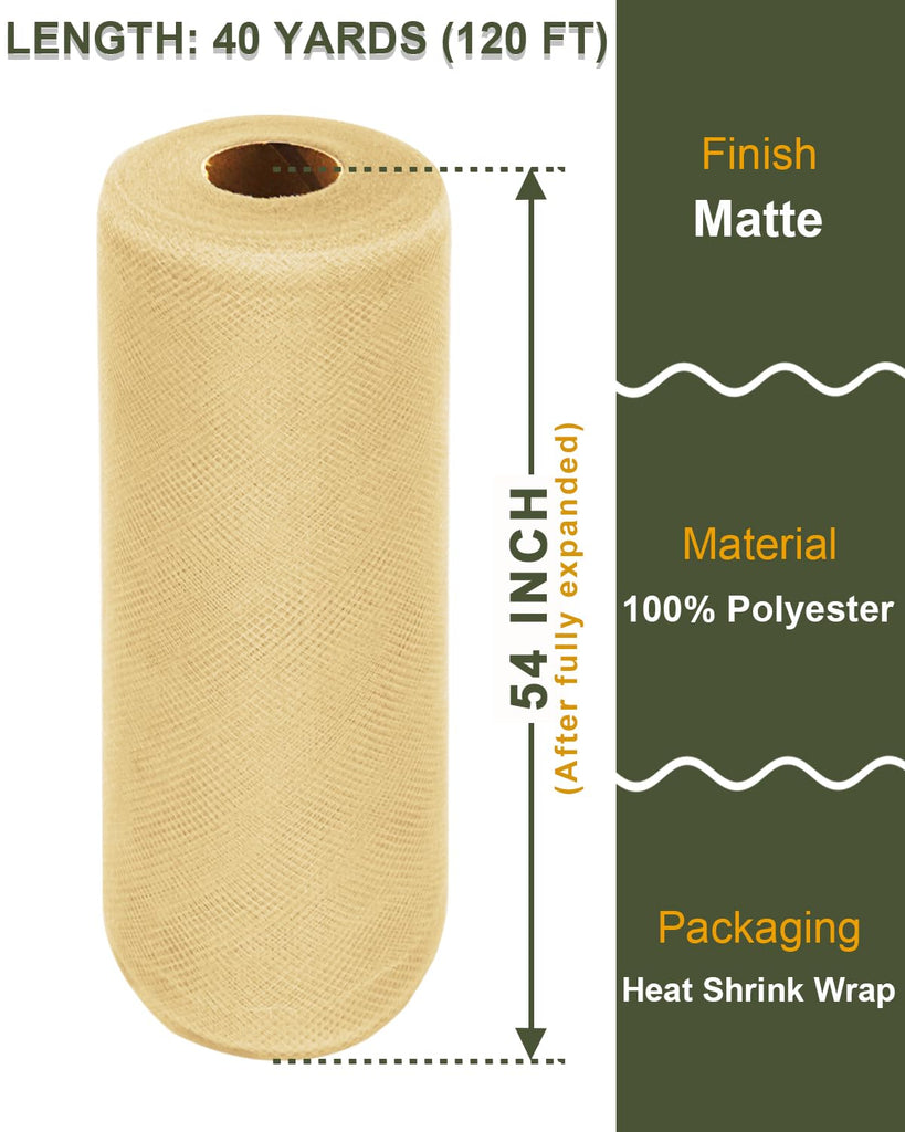 Tulle Fabric Roll 54 Inch x 40 Yards for Wedding Decor (Orange)