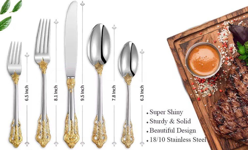 20-Piece Flatware Set for 4, Gold & Silver, 18/10 Stainless Steel
