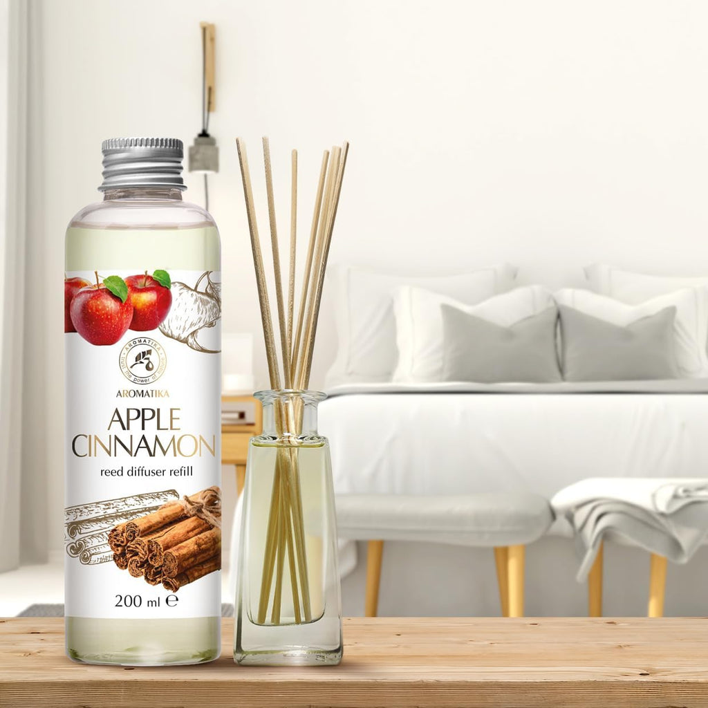 Reed Diffuser Refill Apple-Cinnamon 6.8Fl Oz - Room Fragrance with Cinnamon Essential Oil - Home Fragrance - Air - Set of 68