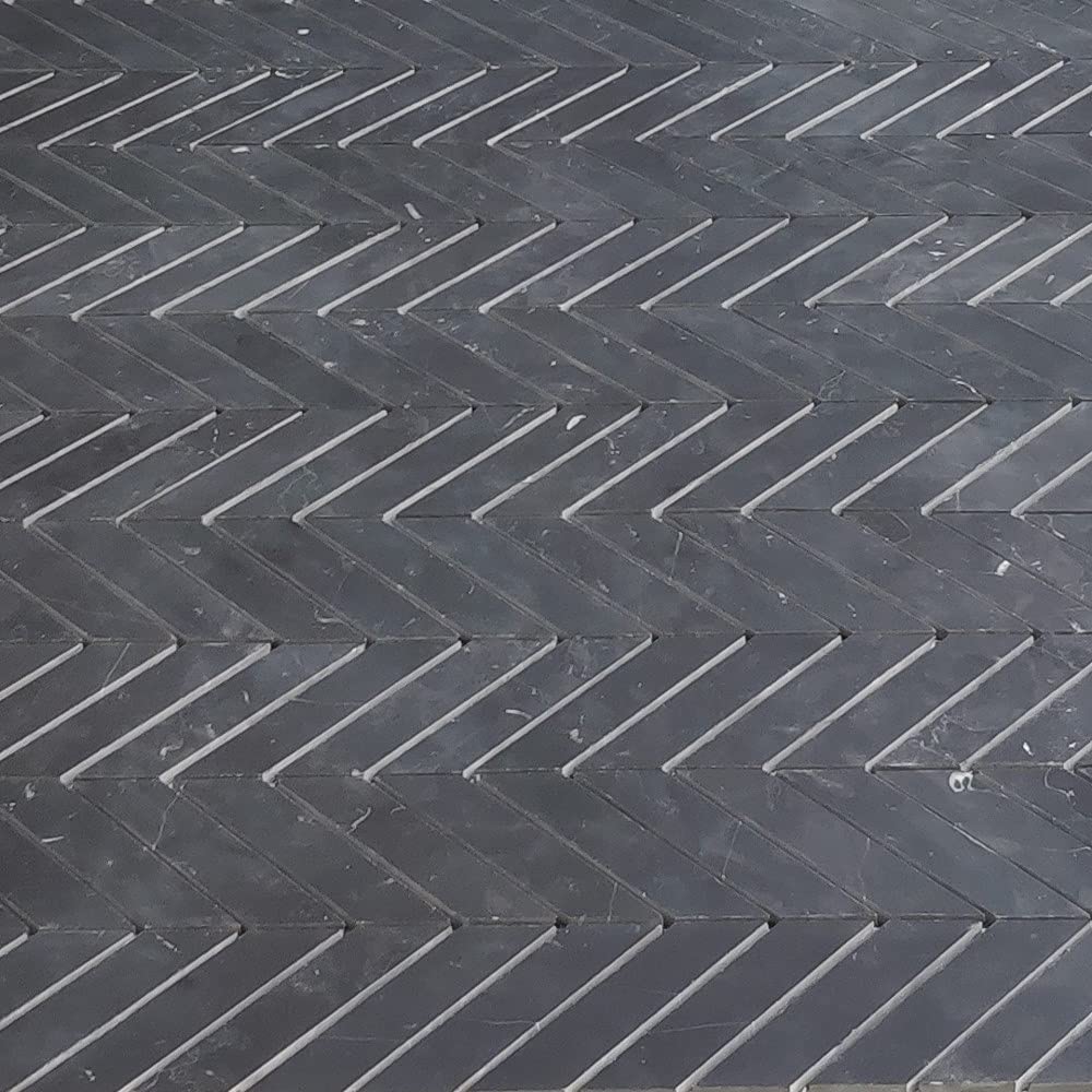 Nero Marquina Black Marble 1x4 Chevron Mosaic Tile Honed Kitchen Bath Wall Floor Backsplash Shower (1 Sheet)