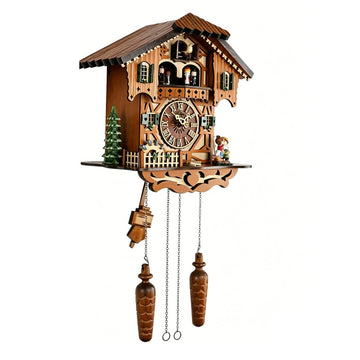 Cuckoo Clock, Black Forest Wooden Cuckoo Clock with Dancing Figures