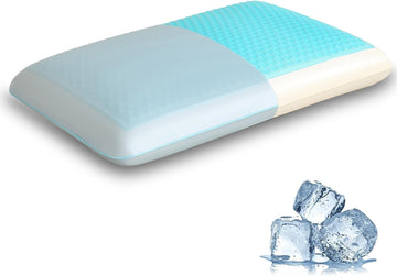 Cooling Gel Memory Foam Pillow for Sleeping, Standard Size Bed Pillows for Hot Sleepers with Cooling Cover, Neck