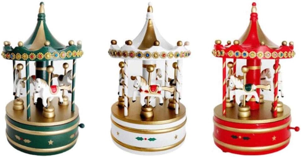 Wooden Rotating Music Box Carousel Music Box Christmas Decorations Music Box (Color : A) (B)