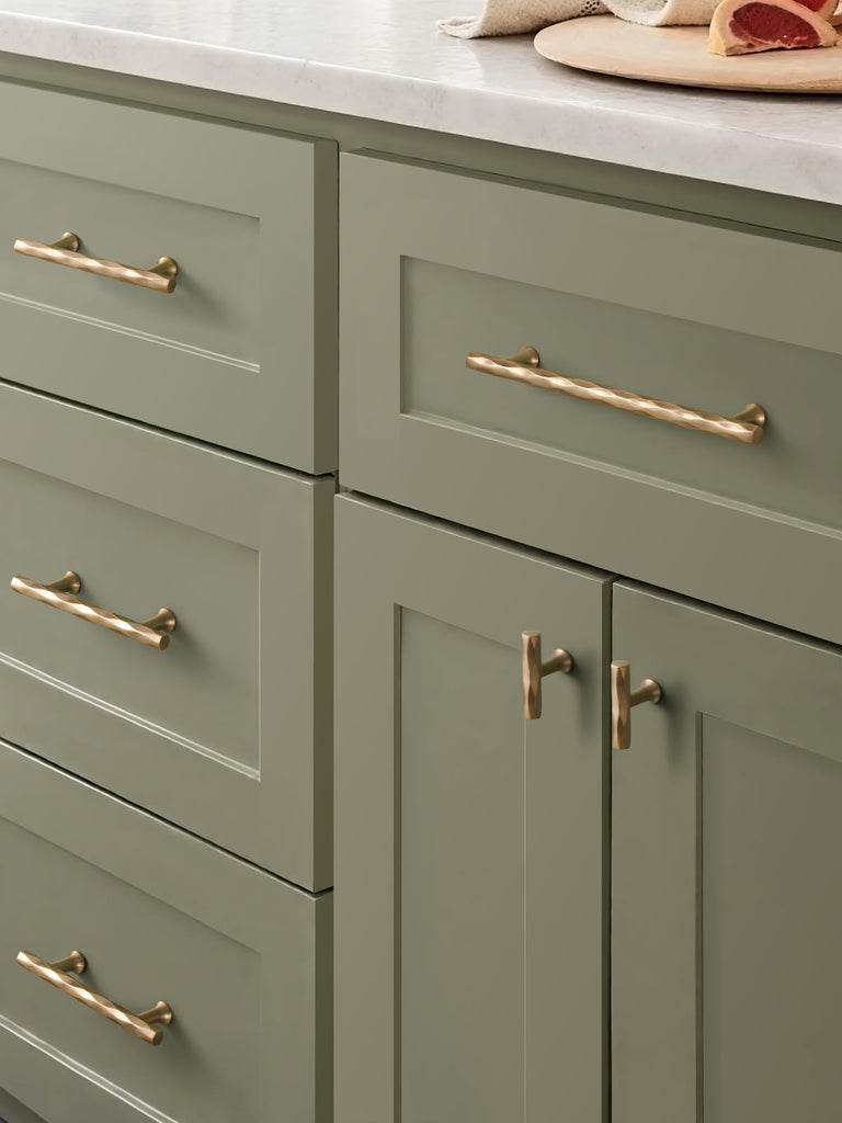 Cabinet Pulls Champagne Bronze 6.3" Hole Center 5 Pack Hammered