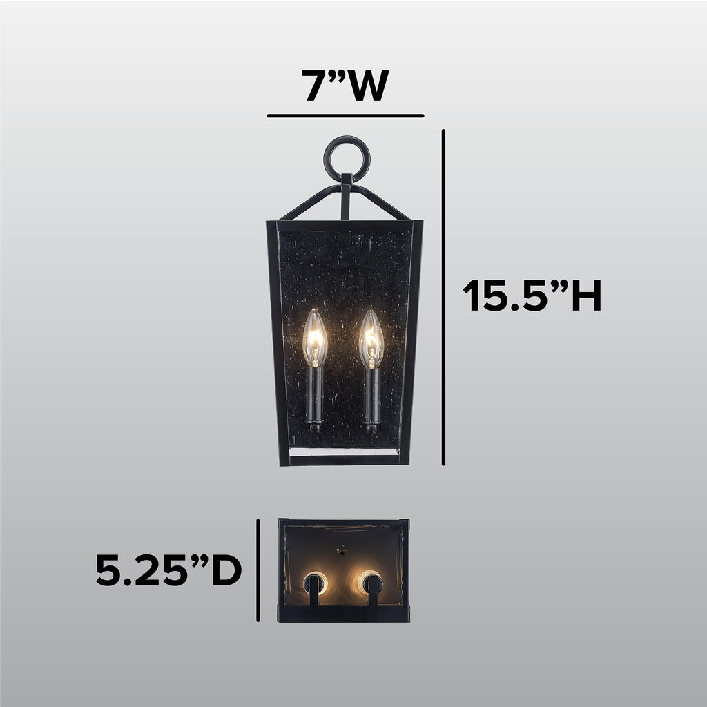 Hamilton Lockwood 15.5 Inch Outdoor Wall Lantern | Dual E12 Candelabra Base 60 Watt Max Each | Wet Rated