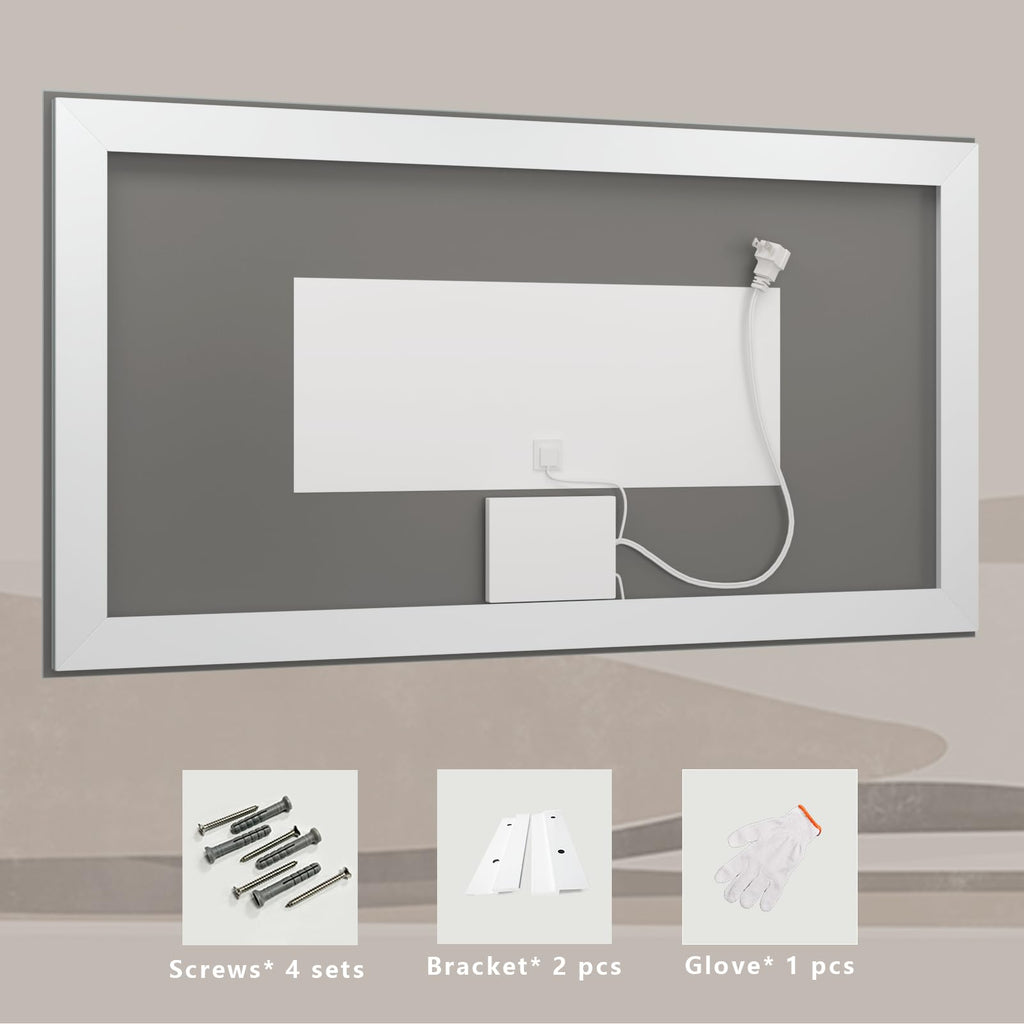 68x48 LED Lighted Bathroom Mirror for Vanity Wall