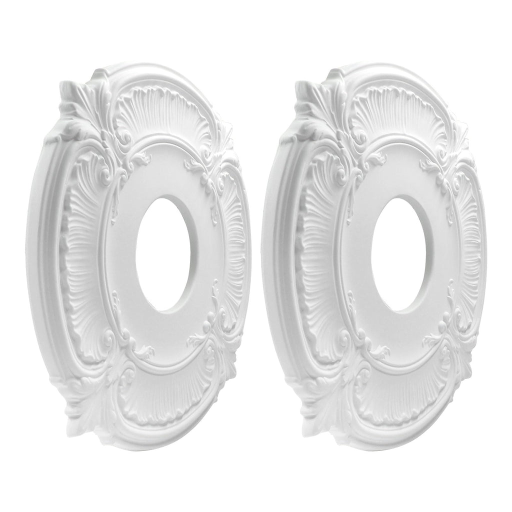 2 Pack 12 Inch PU Ceiling Medallion White Decorative Trim Ring