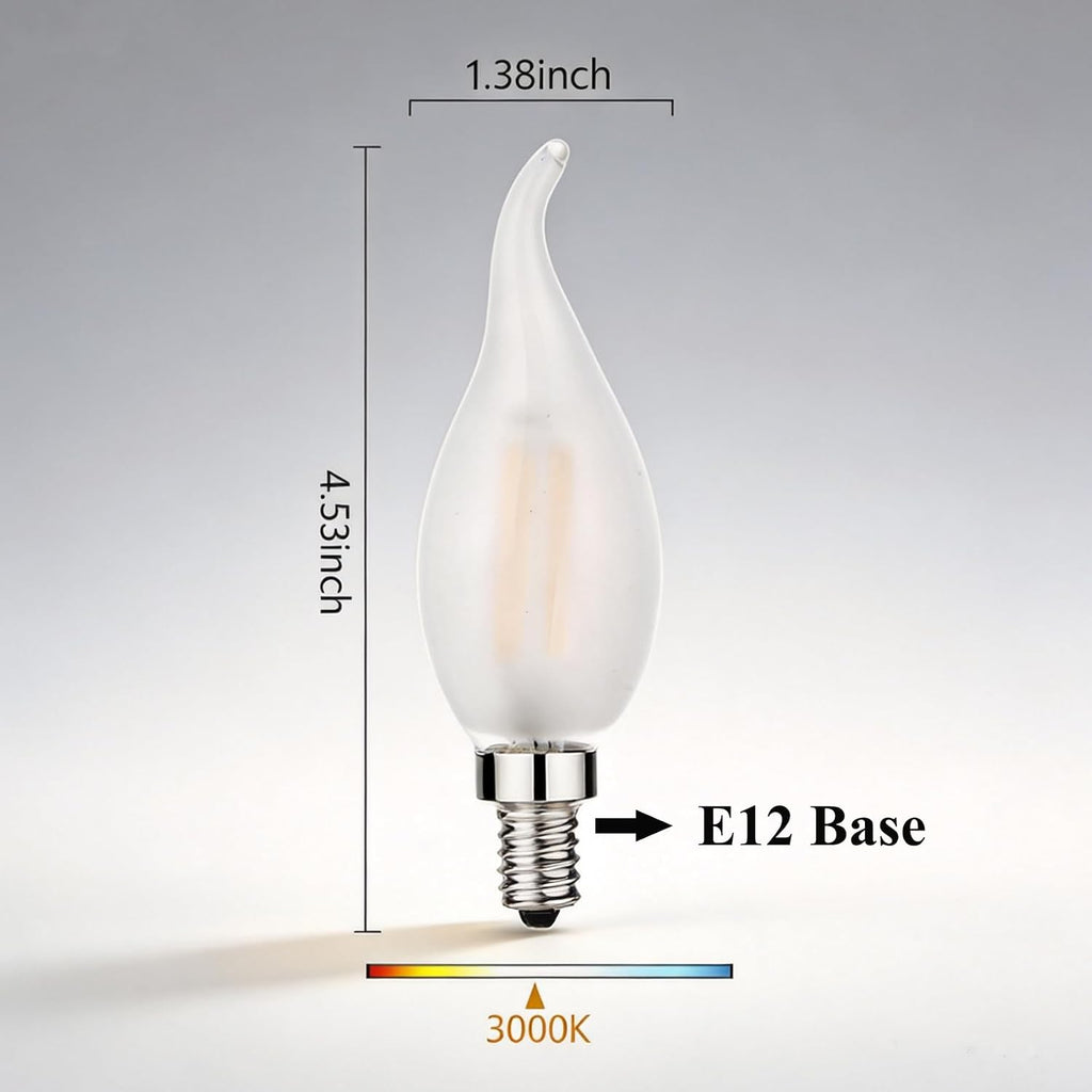 Frosted Candelabra Light Bulbs 25 Watt Equivalent E12 LED Bulb