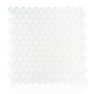 Penny Round Glass Tile Ice White 12x12 Glossy 5 sq ft/case 5-Pack