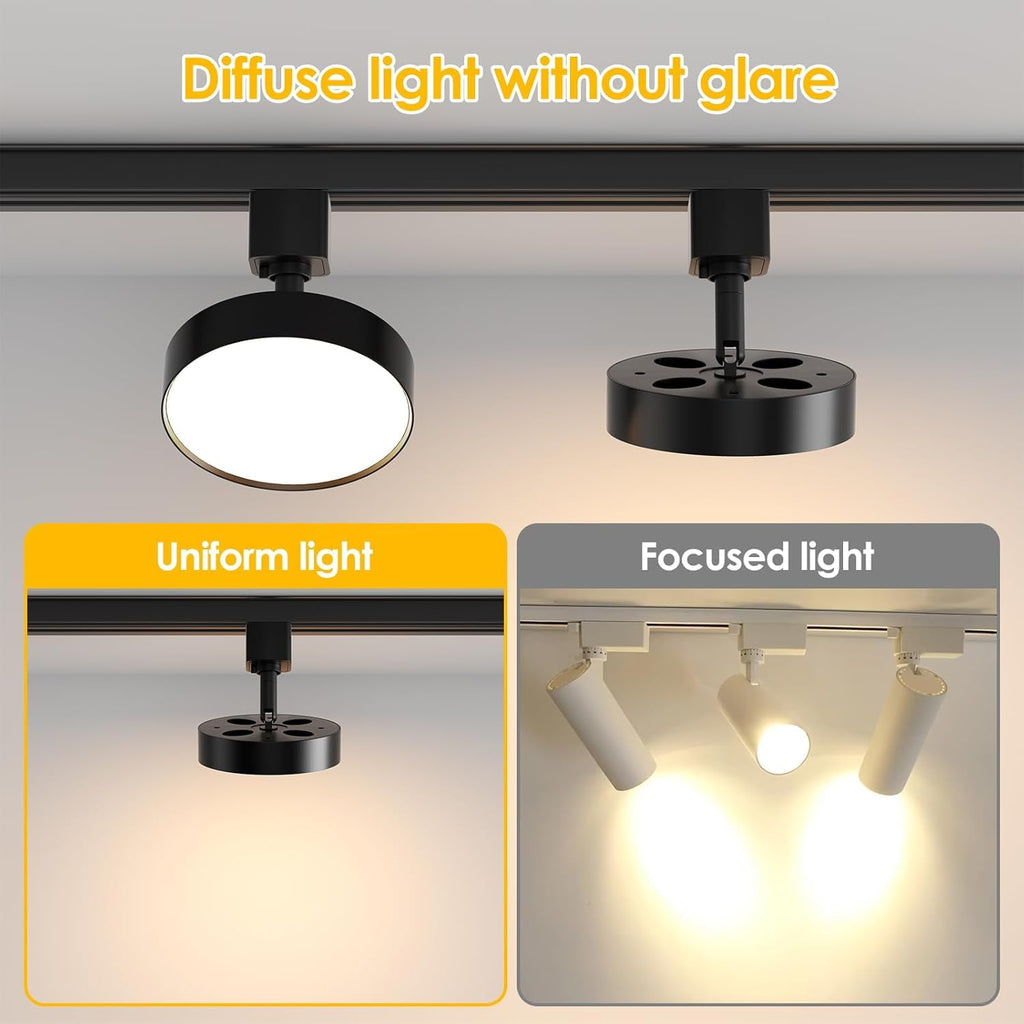 Diffuse J Type Track Lighting Heads, 12W Black 4 Pack