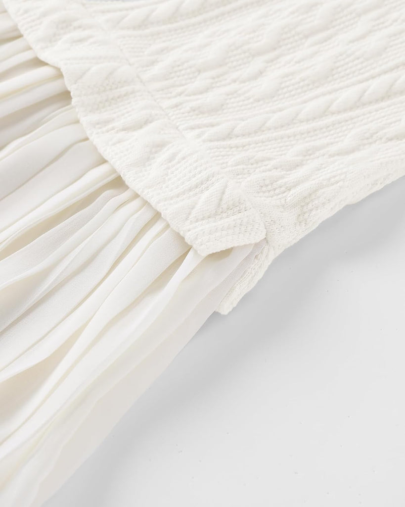 Dresses Cable Knit Twofer Pleated Fall Winter Dress
