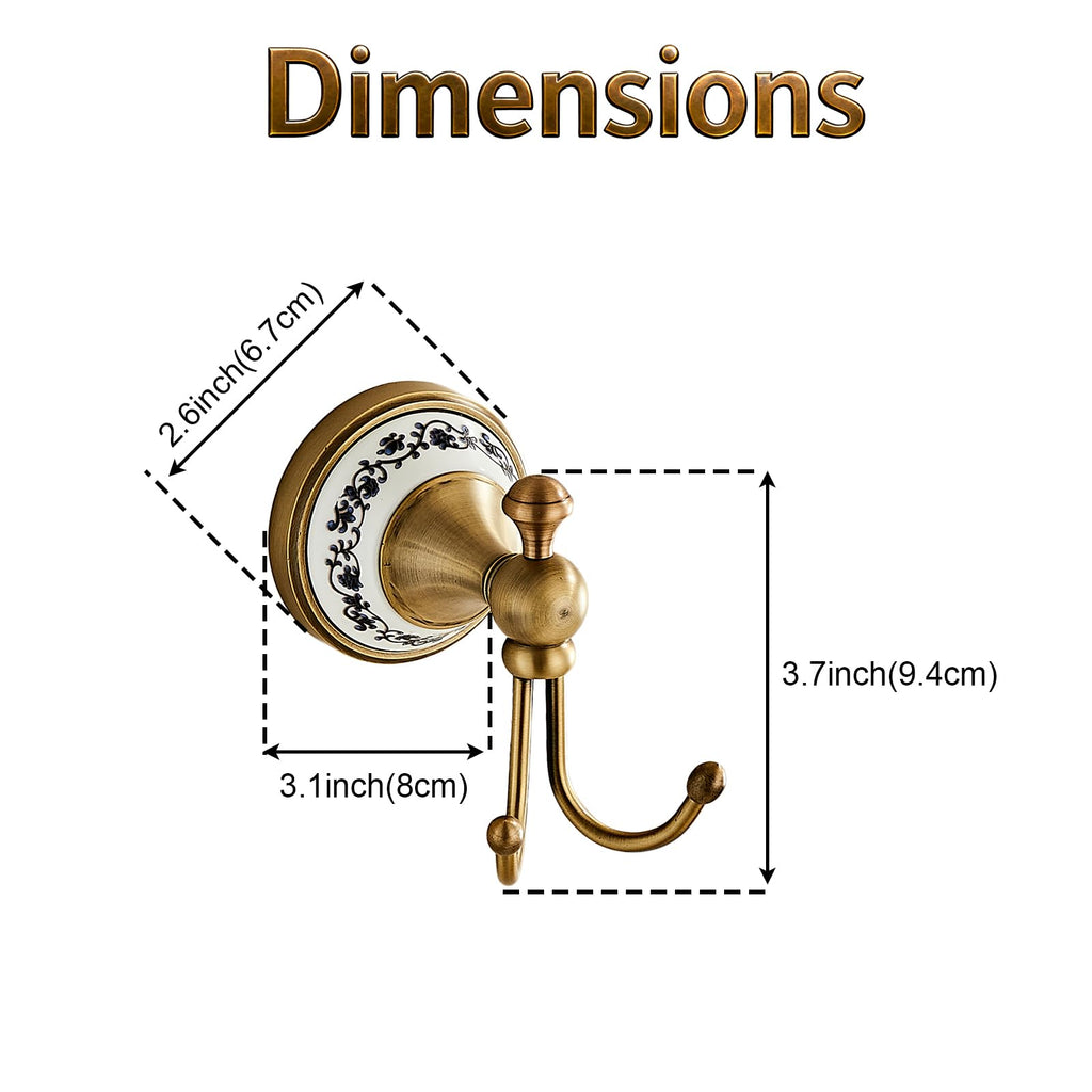 Towel Hooks s, Wall Mounted Antique Brass Towel Holder, Heavy Duty Screw-in Coat Robe Hook, Pool, Coat