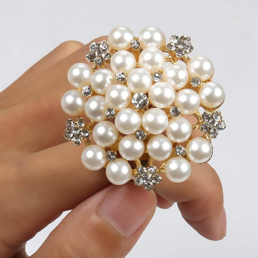 Elegant Pearls Napkin Rings,Napkin Holder Ring Metal Buckles for Table Setting Decor at - Set of 12