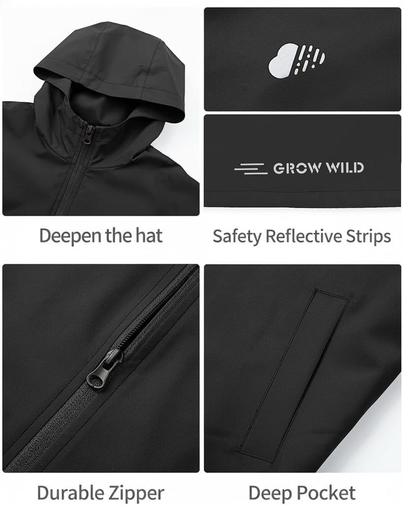 Kids Rain Jacket Lightweight Waterproof Rain Coats Outerwear with Hood for Boys Girls