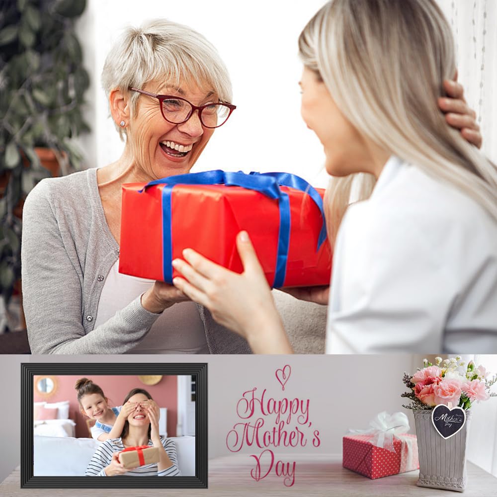 Digital Picture Frames Load from Phone, Frameo 10.1 inch Smart WiFi Digital Photo Frames You Can Send Pictures Videos