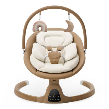 Baby Swings for Infants, Electric Infant Swing with 5 Speed Modes, Brown