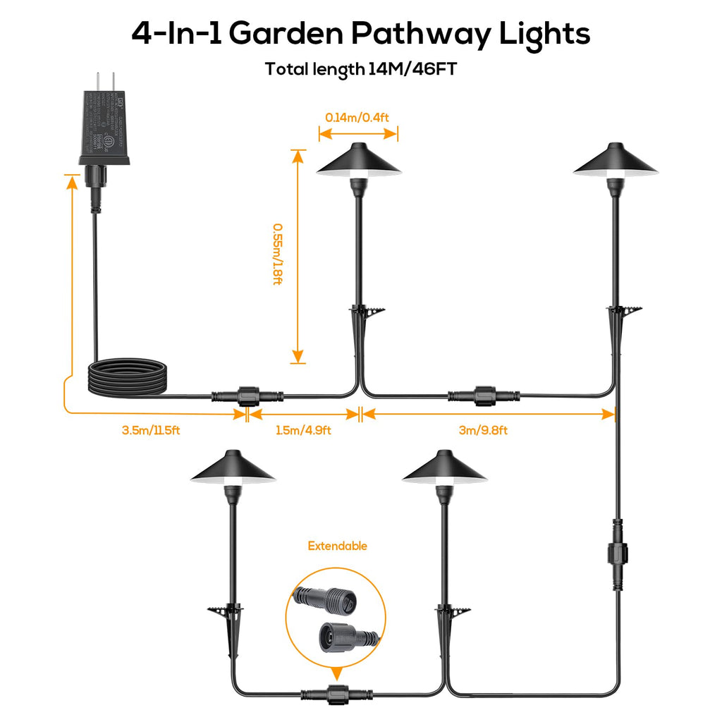 Low Voltage Pathway Lights with Timer, Plug in Landscape Path Light