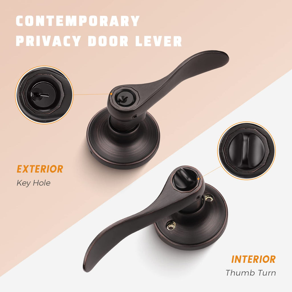 5 Pack Front Entry Door Handle Lock Set Drop Style Door Levers Keyed Entry Door Lock/Door Leverset Lockset for