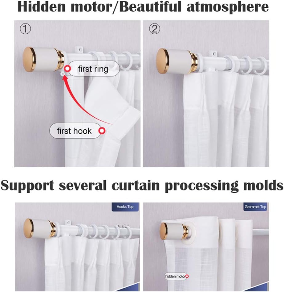 Motorized Curtain Rod System (Black) | Independent curtain control, optional Tuya smart motor for app and voice
