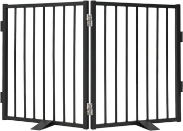 Paw Freestanding Dog Gate, 40" W x 32" H, 2-Panel, Black