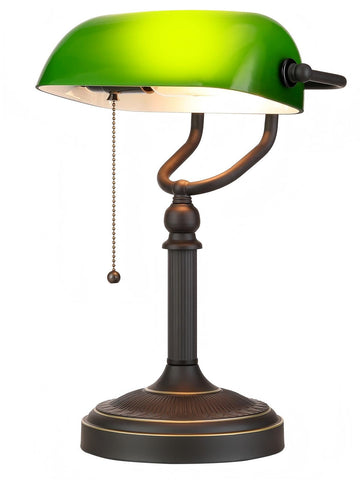 Antique Green Glass Bankers Desk Lamp