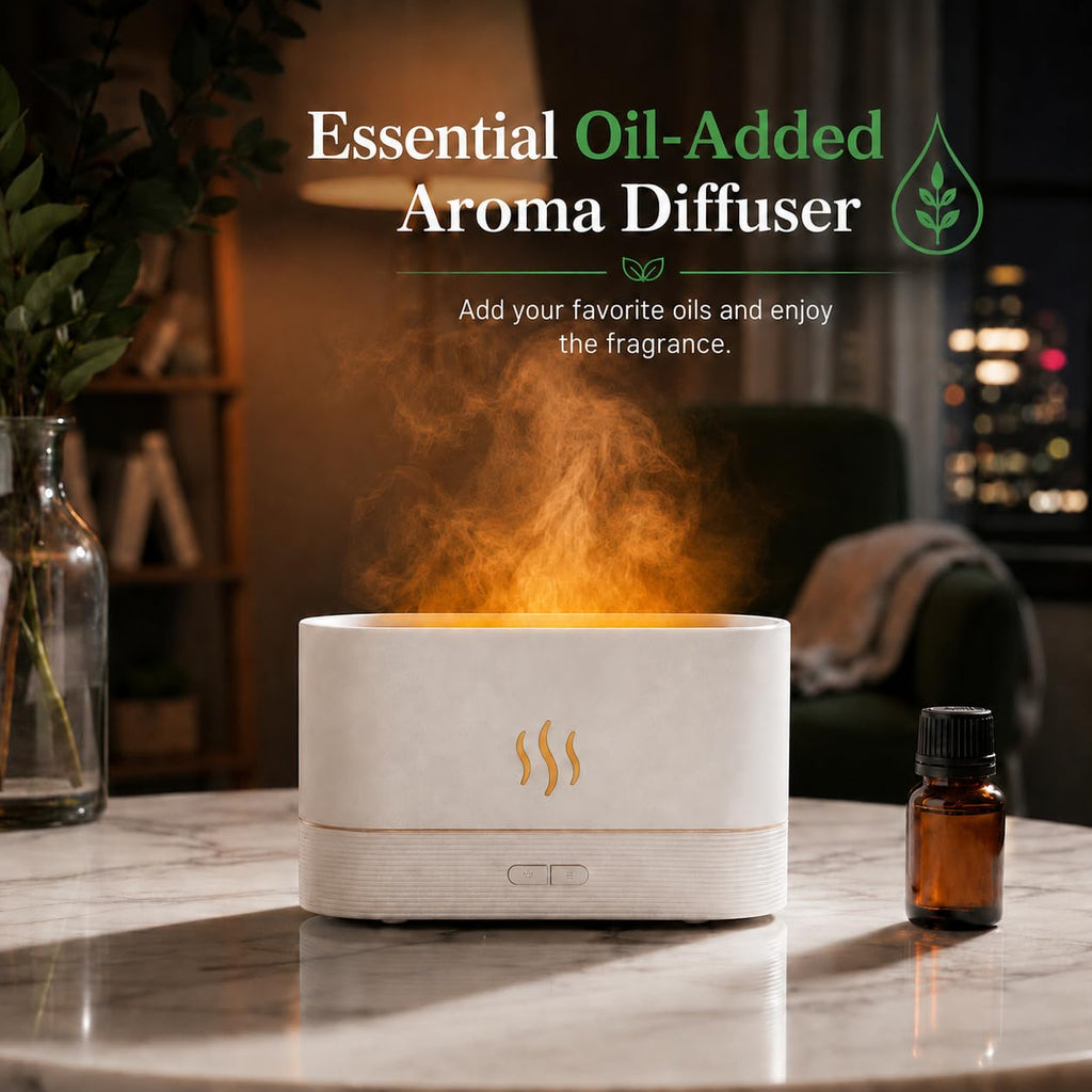 Flame Air Diffuser Humidifier, Essential Oil Diffuser with Fire Mist Effect, Ultrasonic Aroma Diffuser, 2