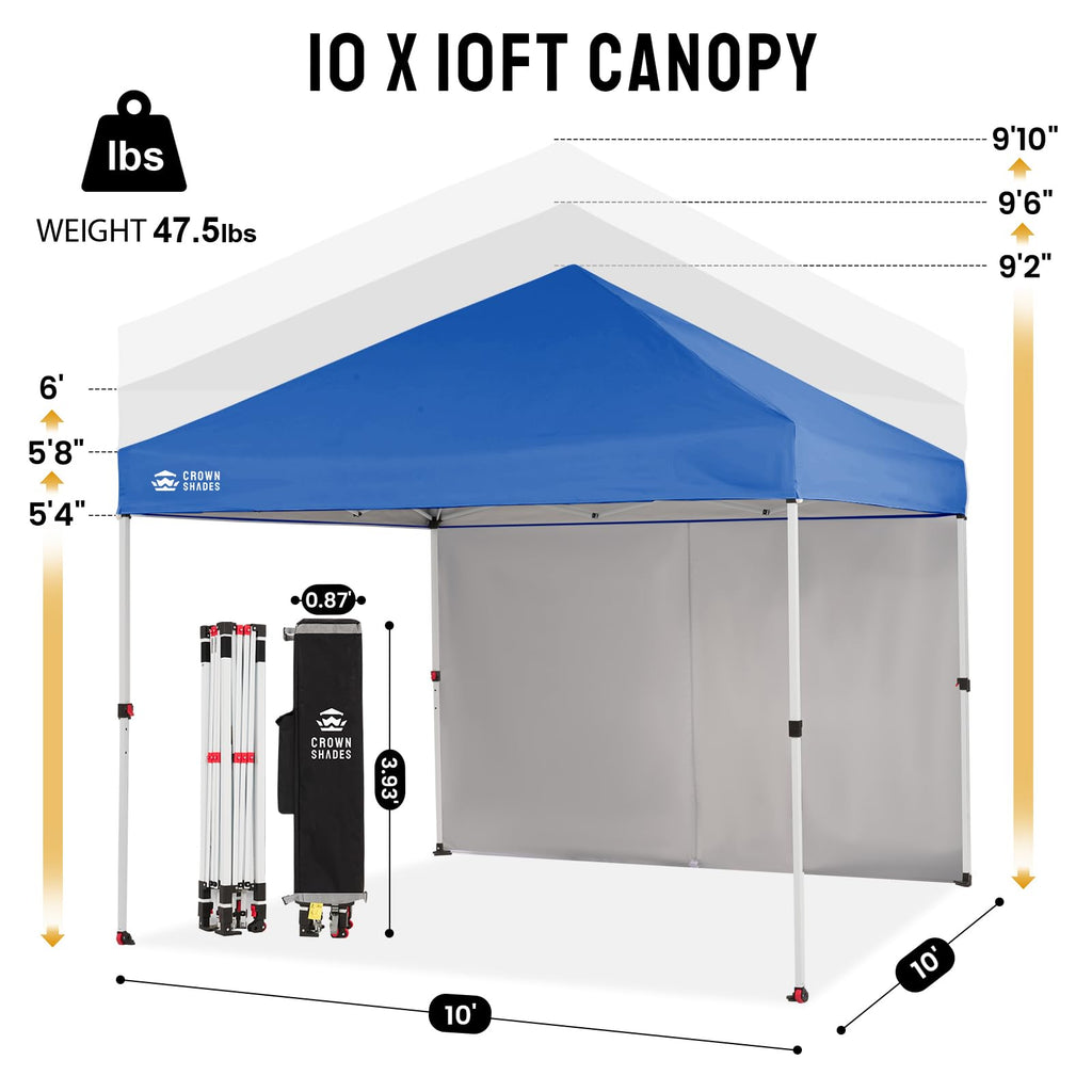 10X10 Commercial Pop Up Canopy Tent with Sidewalls, Blue