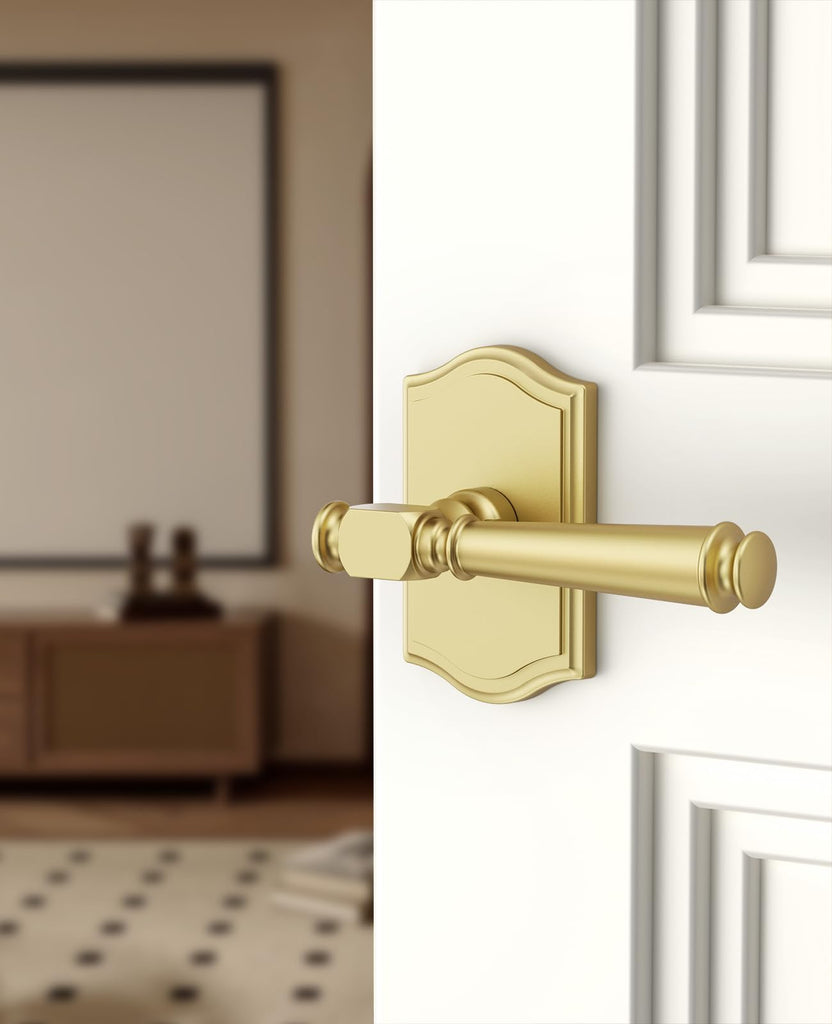 1 Pack Brushed Gold Passage Interior Door Handles