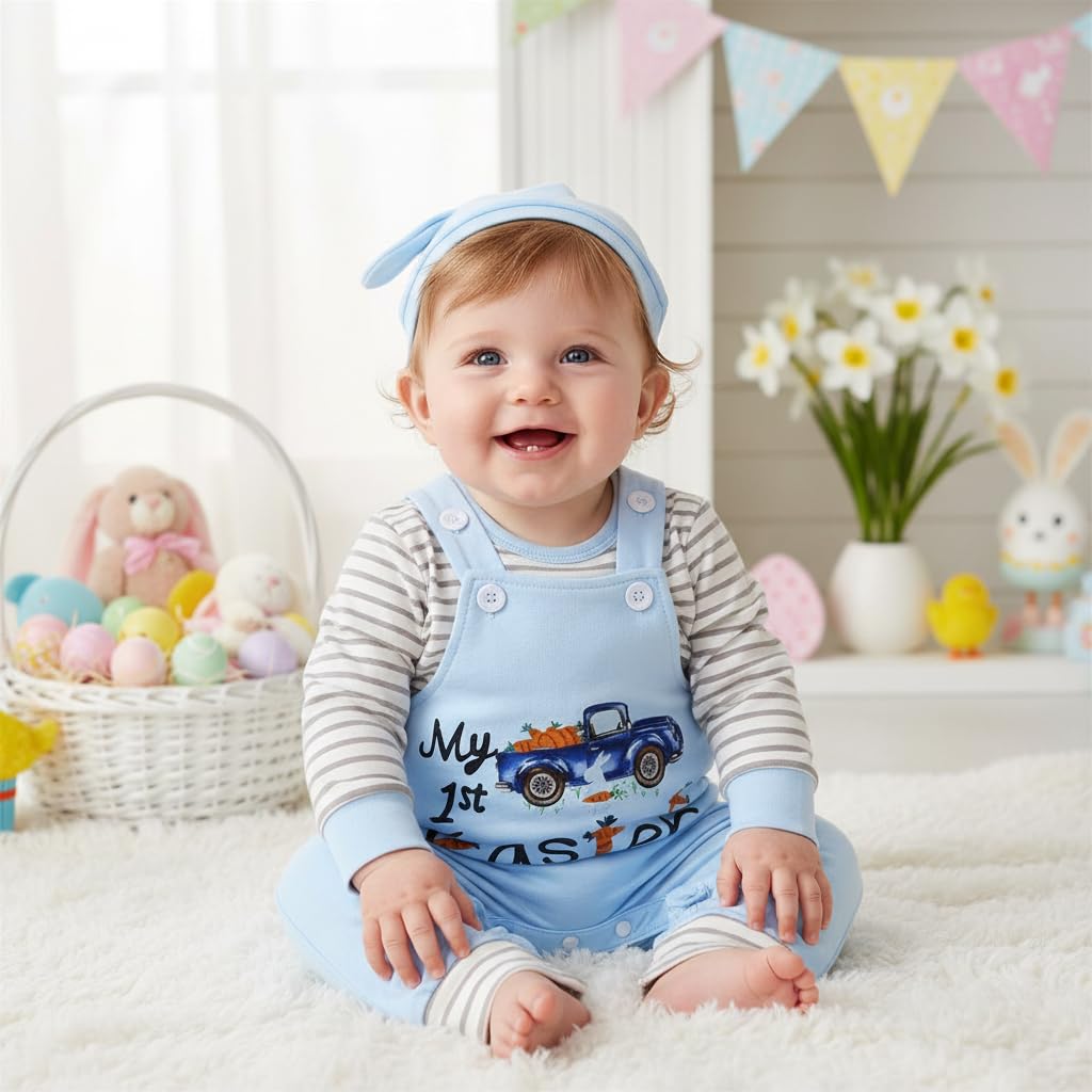 Newborn Baby Boy My 1st Easter Outfit 3pcs Easter Day Clothe Set Infant Boy Easter Day outfits