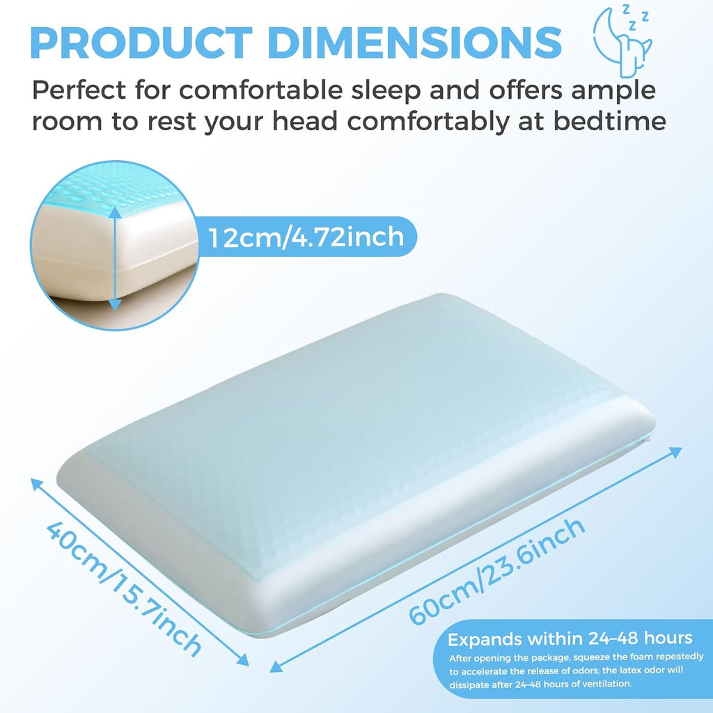 Cooling Gel Memory Foam Pillow for Sleeping, Standard Size Bed Pillows for Hot Sleepers with Cooling Cover, Neck