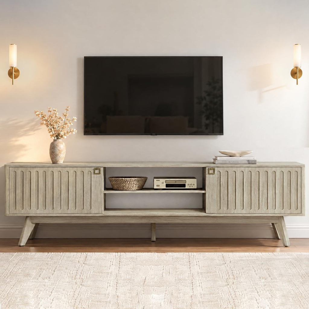 Fluted Modern TV Stand, 70" TV Console