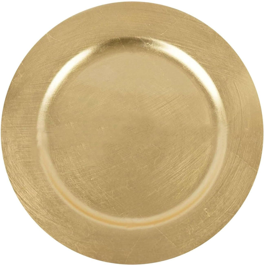 13" Charger Plates - Acrylic Gold Round Disposable Chargers - Set of 12