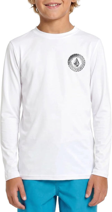Boys' Long Sleeve Rashguard- UPF 50+ Sun Protection, Quick-Dry Swim Top- Big Boys