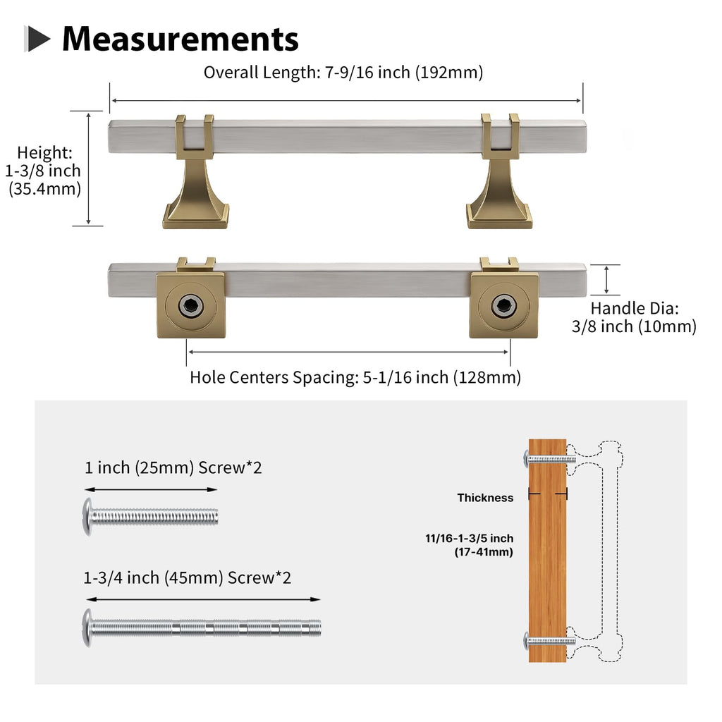 30 Pack 5 Inch Brushed Nickel and Champagne Bronze Cabinet Pulls