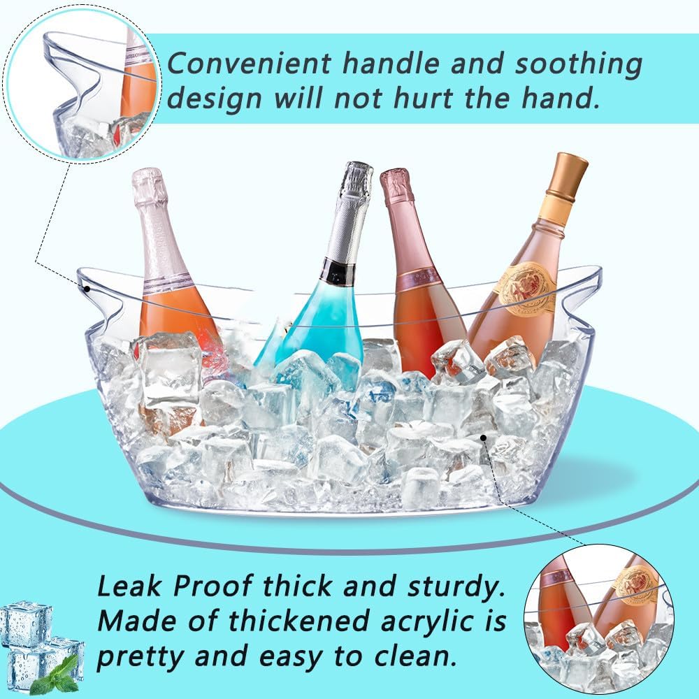Ice Bucket, 5.5L Acrylic Ice Buckets, Large Beverage Tub for Parties, Mimosa Bar Supplies Beverage Tub - Set of 2