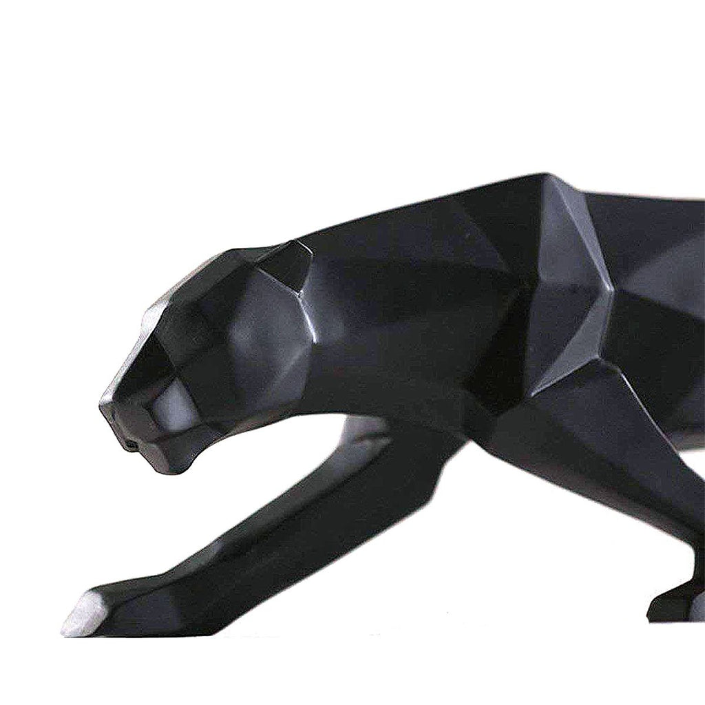 Abstract Leopard Statues Panther Sculpture Hand Craved Animal Resin Modern Home Decoration Big Black