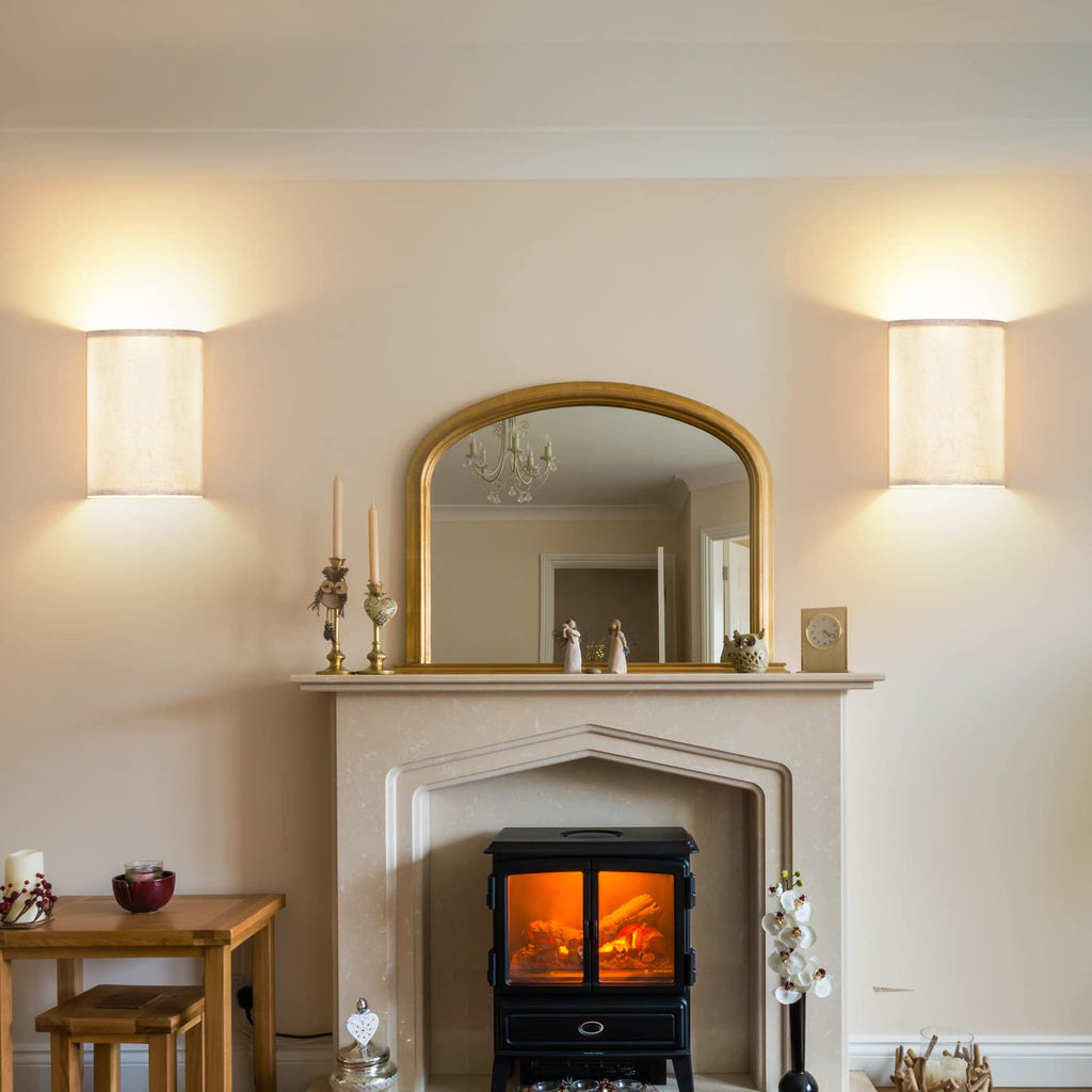 Hardwired Wall Lights Set of 2 with Wall Lamps Fabric Shade,Farmhouse LED Sconce Wall Lighting, Wall Mount Lights
