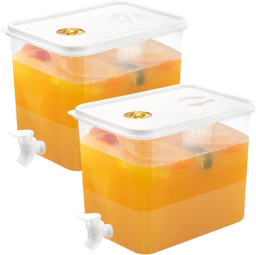 Gallon Fridge Beverage Drink Dispenser with Spigot Leak Proof Lids Filter Screen Juice Container Sealed - Set of 2