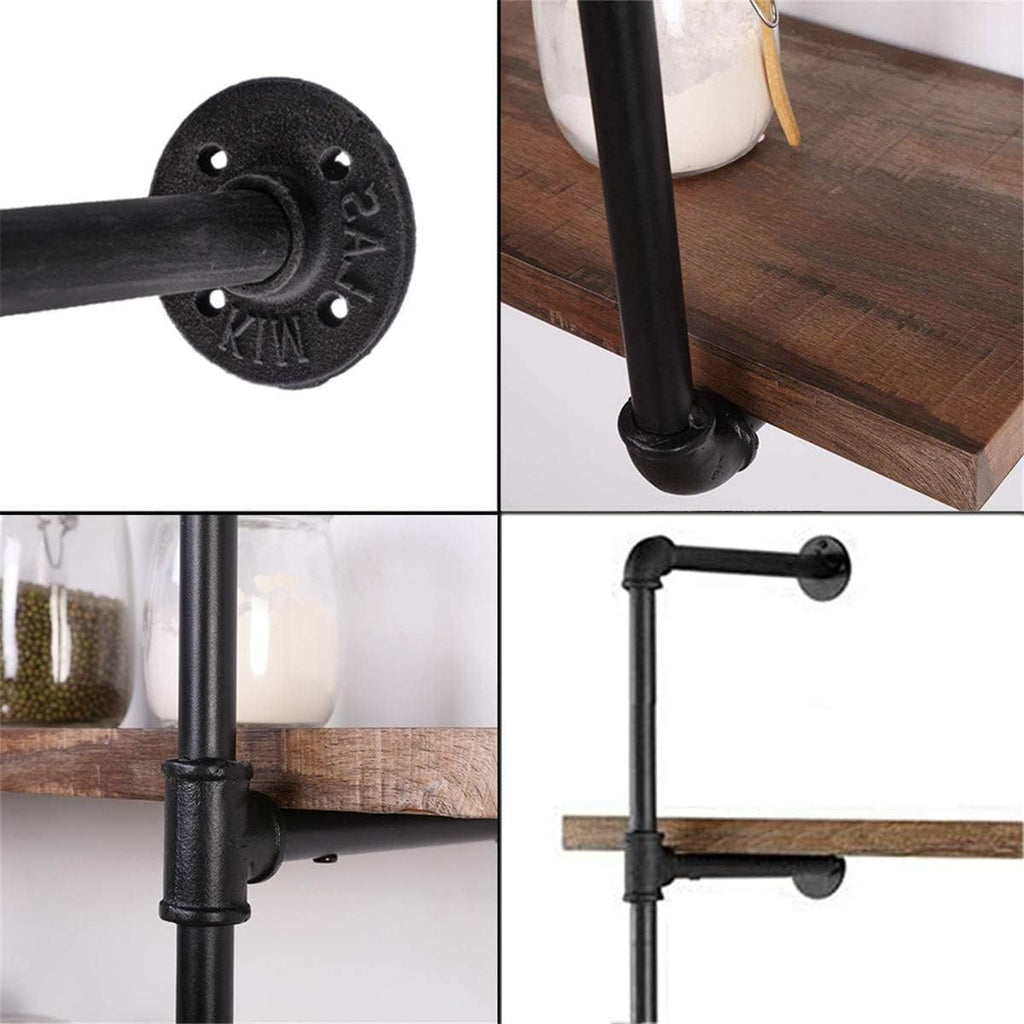 Industrial Pipe Shelves, 3-Set 5-Tier 68" Tall, 12" Depth, DIY Open Bookshelf Bookcase, Wall Mount Vintage Retro