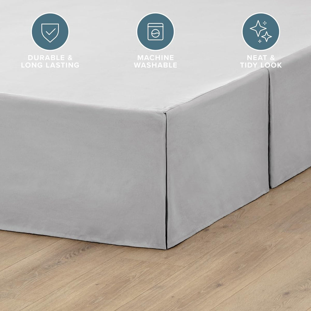 Bed Skirt 15-Inch Drop 1800 Ultra-Soft (Cal King, Light Grey)